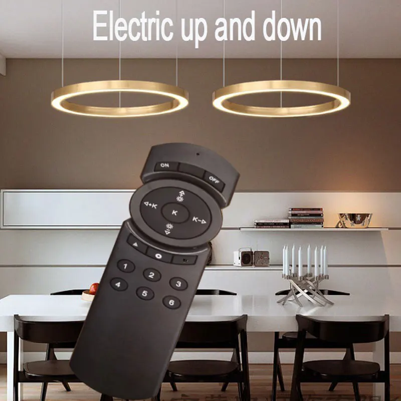 Hand sweep switch intelligent dimming and color matching lift luxury living meeting dinning room chandelier