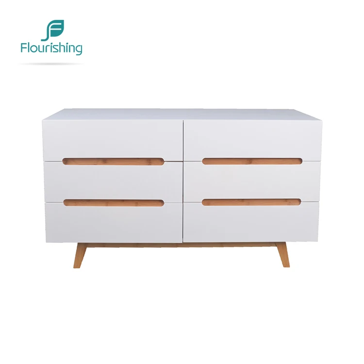High Quality Simple Nordic Furniture White Wooden Chest of Drawer Side Cabinet for Livingroom
