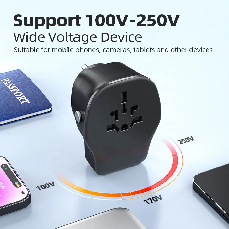 Worldplug Multi Plug Universal Wall Socket Electrical Power Plug All in One Interchangeable Travel Adapter Charger with USB