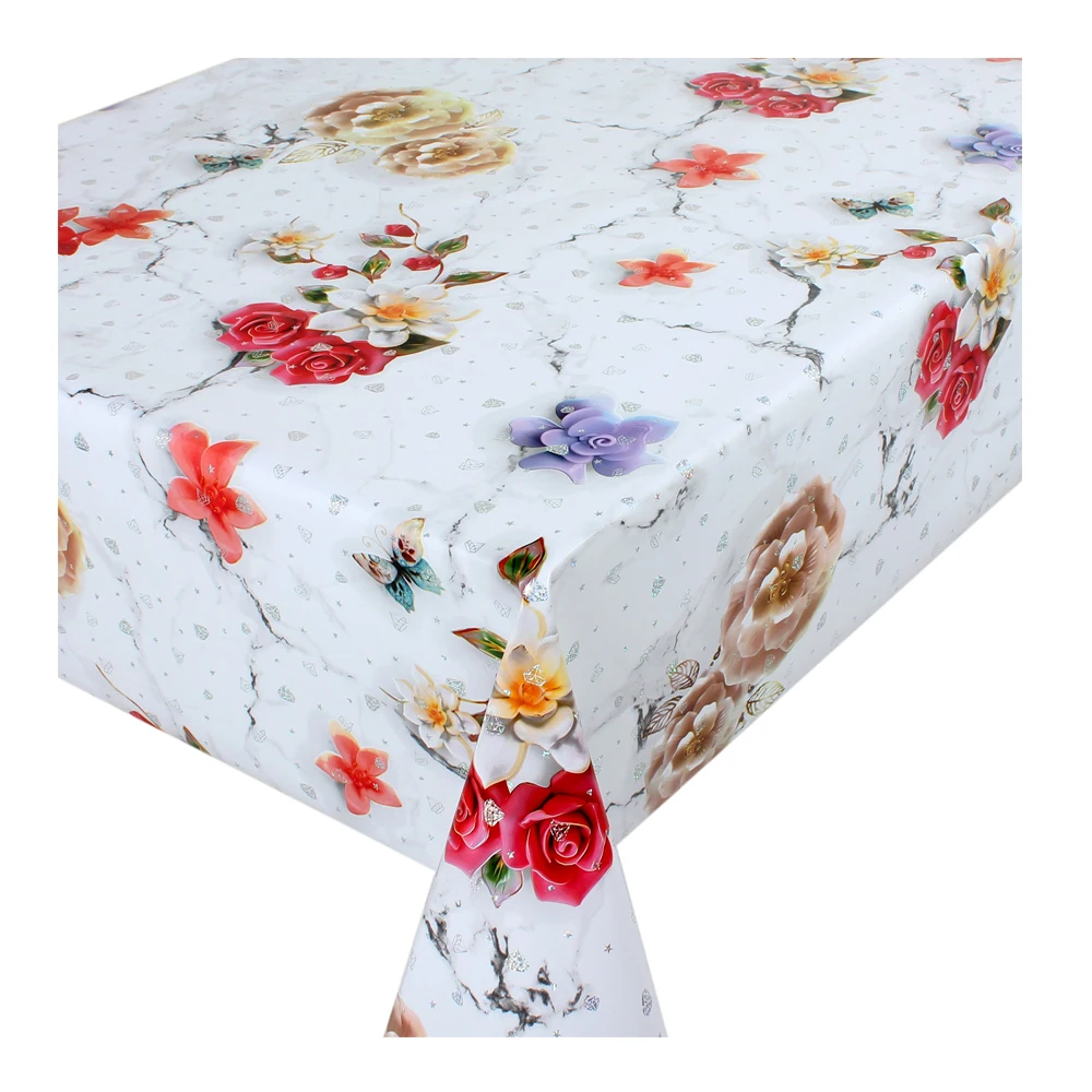 Wholesale luxury high quality gold roll water proof PVC fabric tablecloth in roll