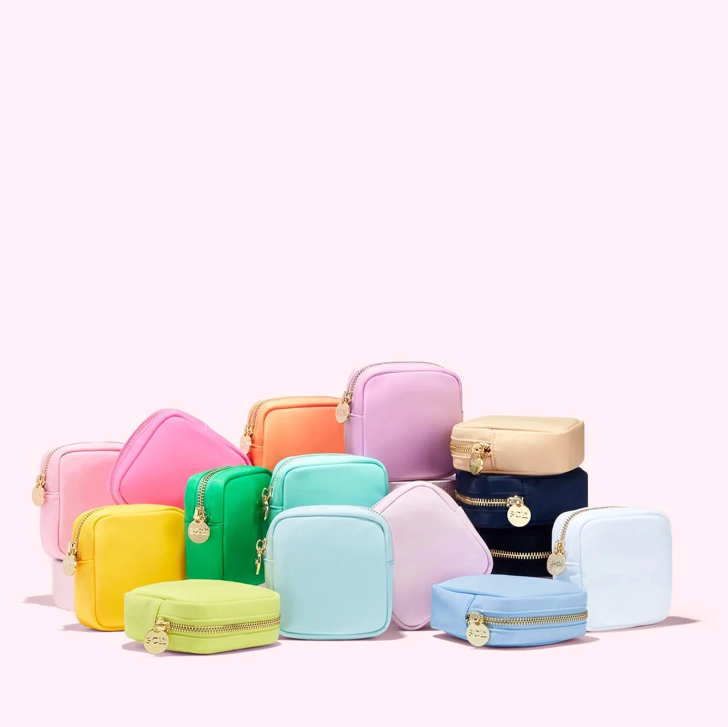 Wholesale Small Letter Patch Custom Cosmetic Bag Zipper Nylon Makeup Bag Mini Nylon Pouch Bag