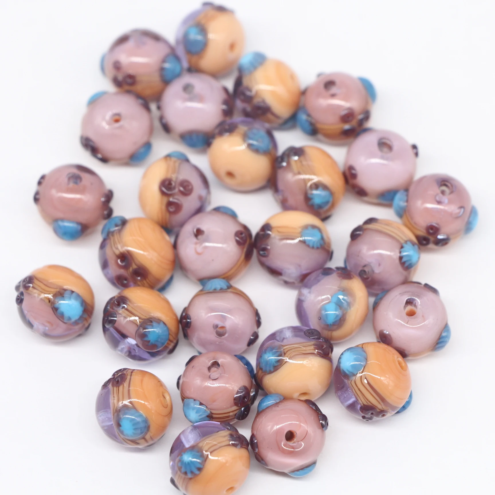 sea and beach pattern lampwork bead handmade beads for jewelry making