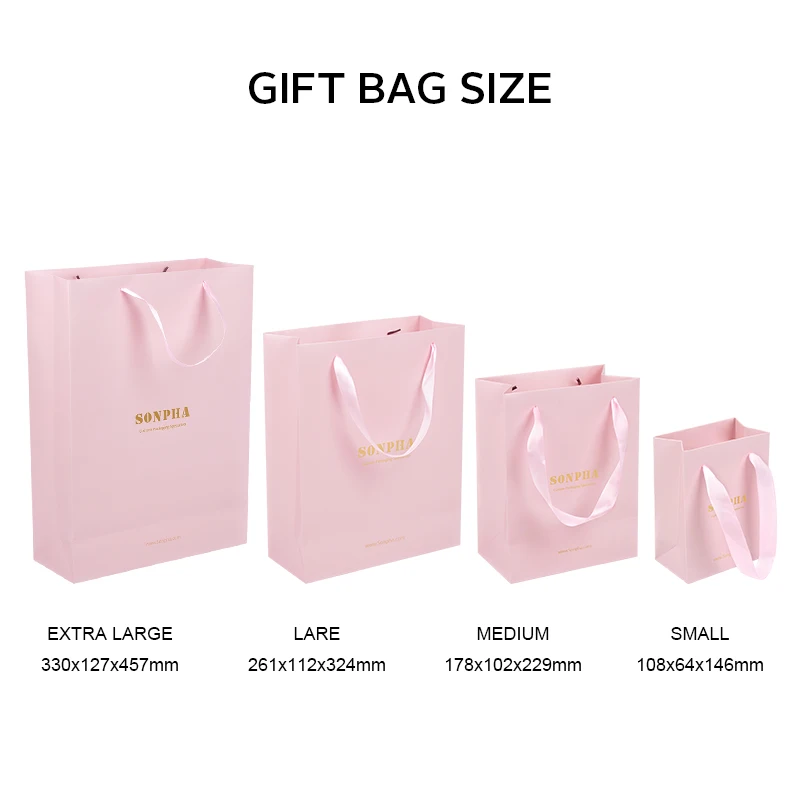 Boutique Bolsa De Papel Pink Printing Paper Shopping Bag With Ribbon Handles Clothing Packaging Custom Logo Paper Bags