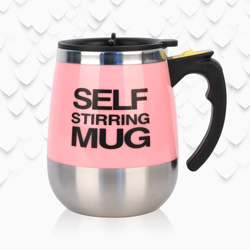 Double Insulated Electric Lazy Automatic Mixing Cute Stainless Steel Travel Coffee Mug 400ml Office Use Indoors Direct Drinking