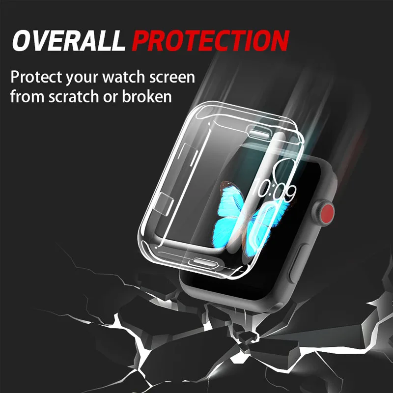  Прозрачный силиконовый защитный чехол для Apple Watch Series 5 4 3 2 1 44