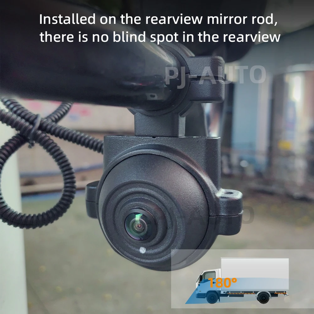 PJAUTO AHD Waterproof 180 Degree Super Wide Angle Camera Tuck Bus Backup Reverse Camera with Professional Fisheye Correction