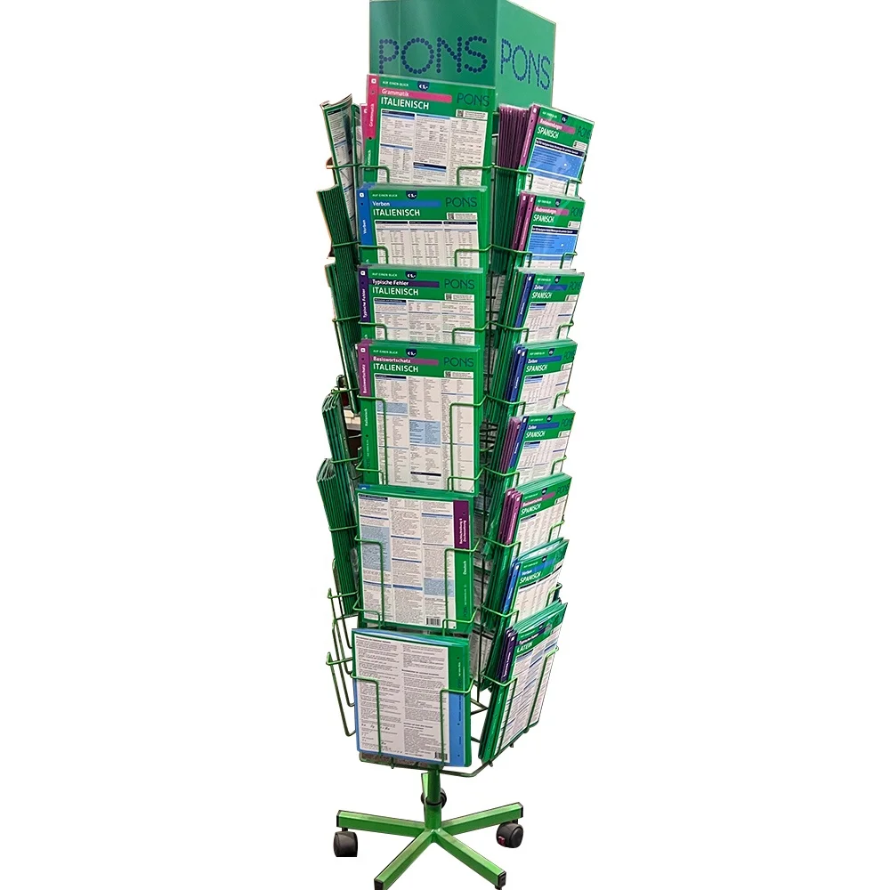 Newspaper Magazine Postcard Display Rack Greeting Card Metal Book Shelf Brochure Display Stand For Sale