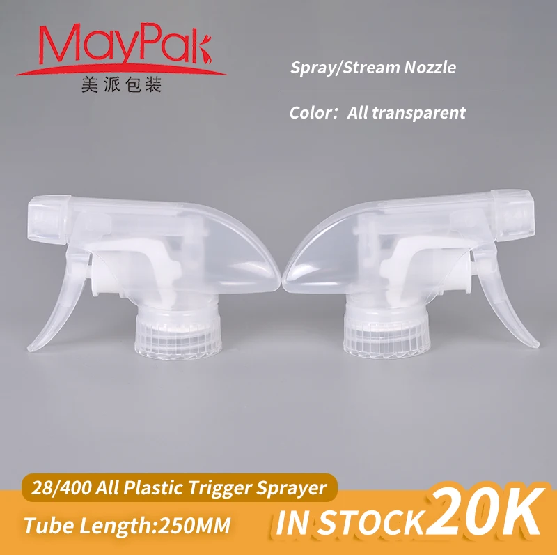 Quick shipping 28/400 Transparent Hand Clean All Plastic Trigger Sprayer