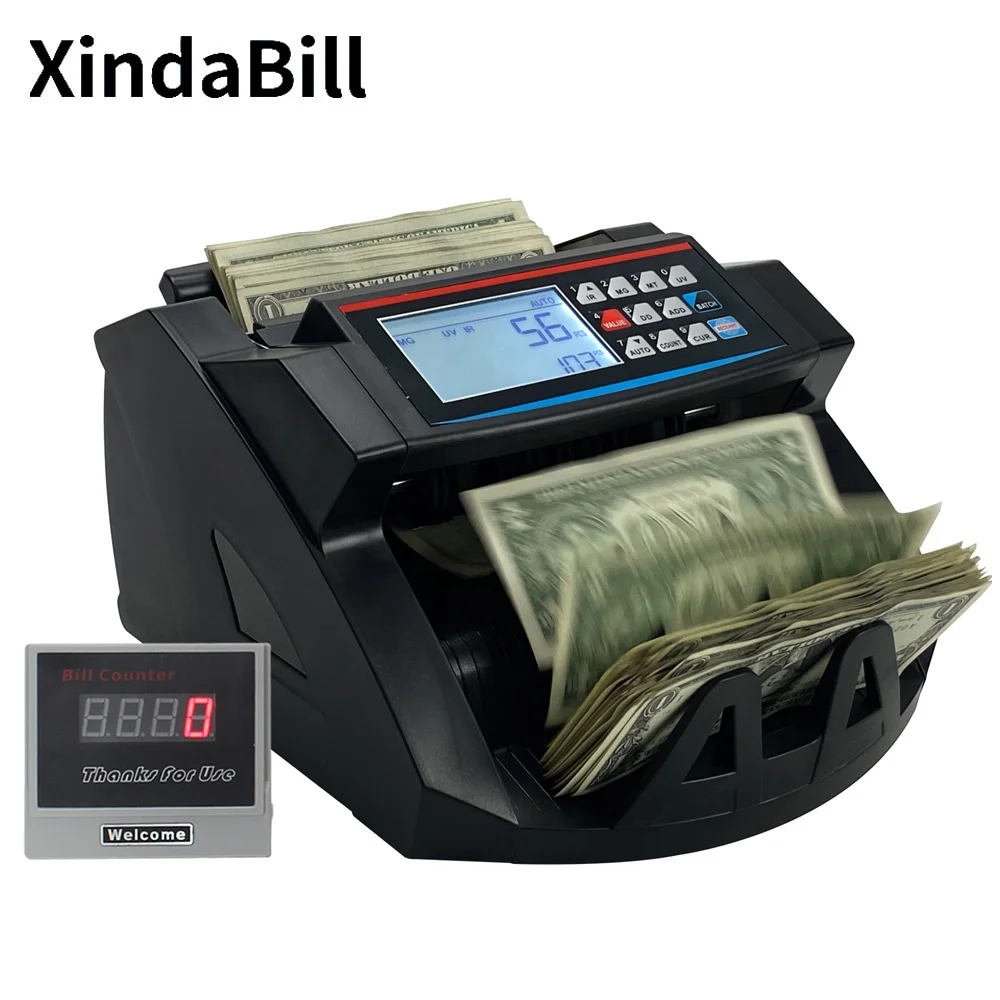 USD EUR PLN Automatic Basic Bank UV MG IR Detecting Multi-Currency Cash Money Counter Bill Counting Machine with LCD Display