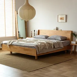 Factory Latest King Queen Size Modern Bedroom Furniture Bed Frame Solid Wooden Bed