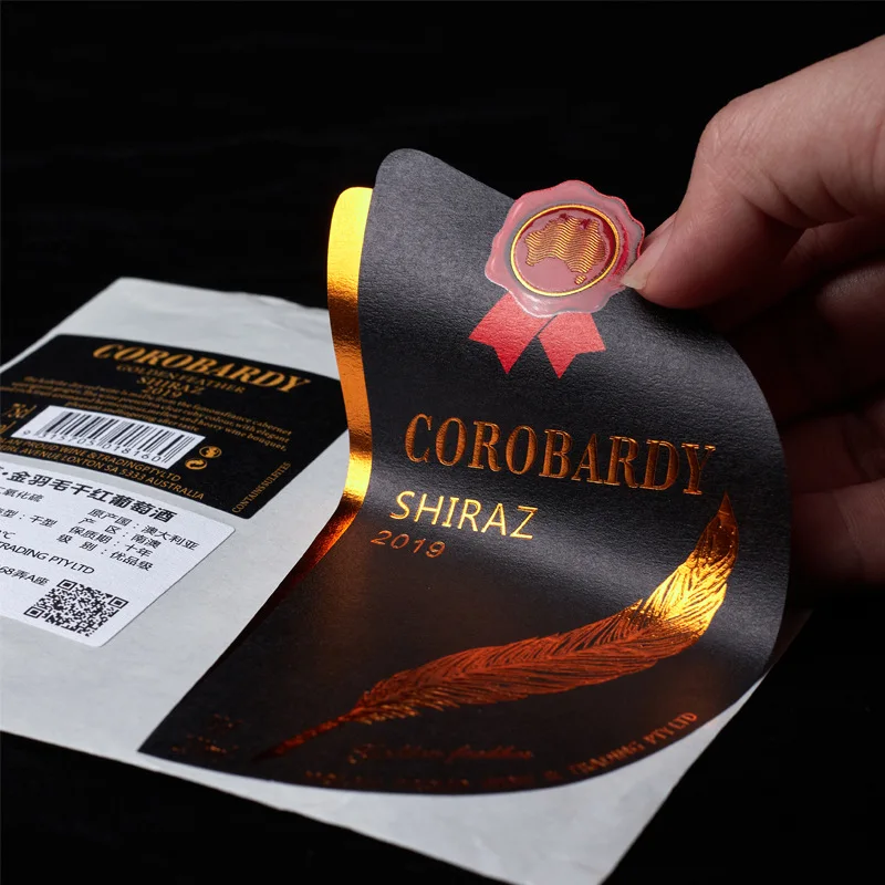 Business sticker  labels logo custom  Whiskey  champagne wine bottle sticker sealed self-adhesive water bottle label Silk screen
