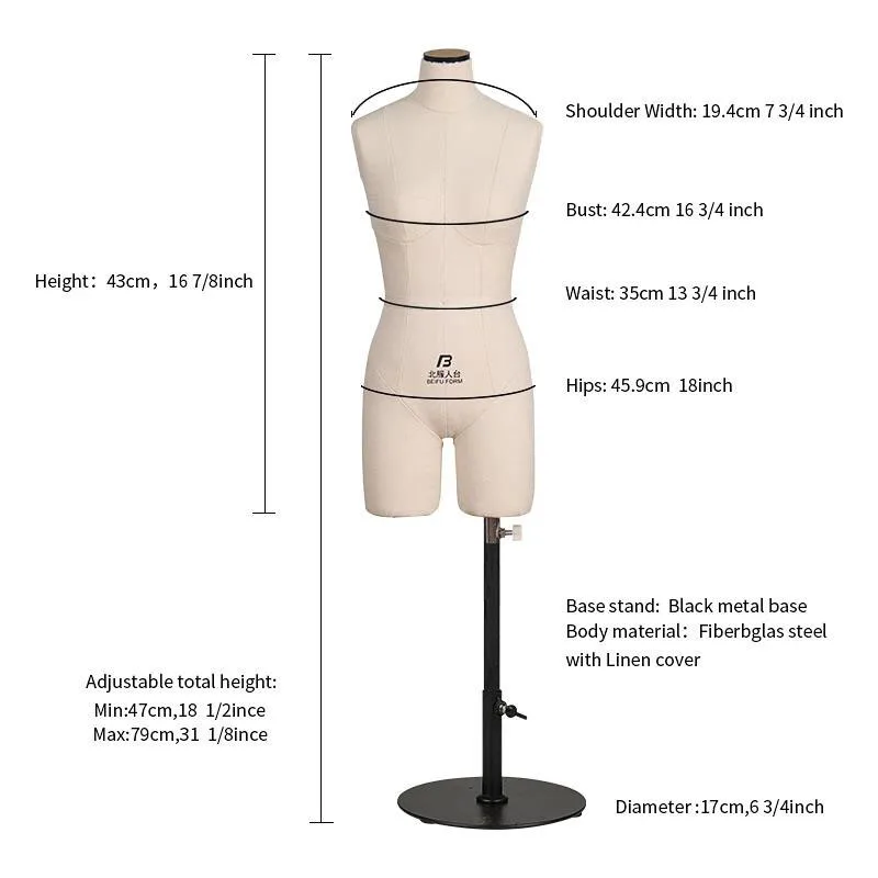 Женский мини-манекен в масштабе 1/2 с ножками для одежды, школьных дизайнеров, студентов и манекен для шитья