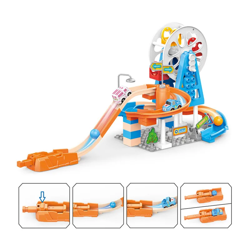 Jinming Educational Toys Plastic Building Bock Diy Track Maze Toy Bricks Ejection Race Track Toy