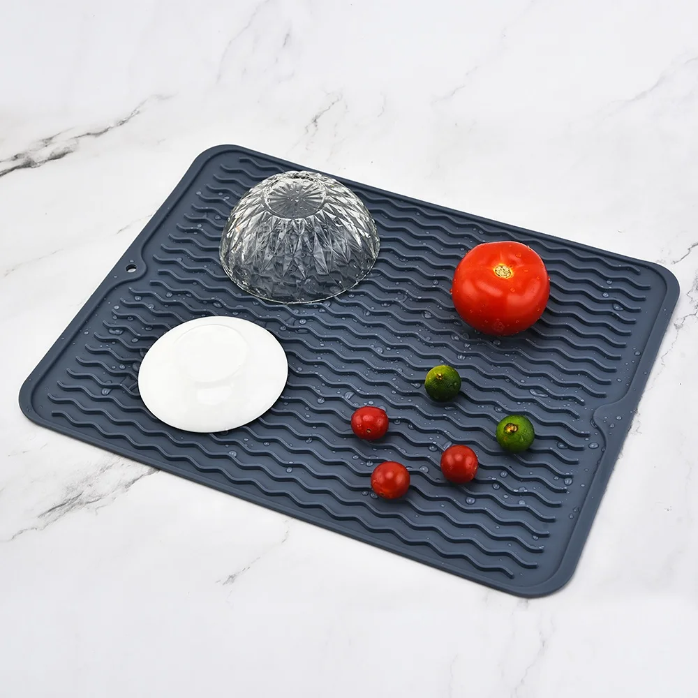 Термостойкий Коврик для сушки посуды, многоразовый кухонный коврик из термопластичной резины, прочная Подушка, столовая посуда, коврик для слива посуды