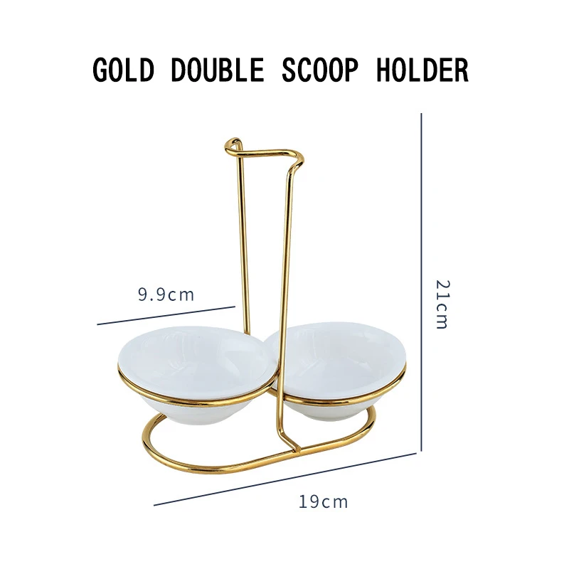 Porte-cuillere Золотой стол из нержавеющей стали ложка стеллаж для выставки товаров металлический держатель Многофункциональные кухонные ковш керамическое блюдо ложки комплект
