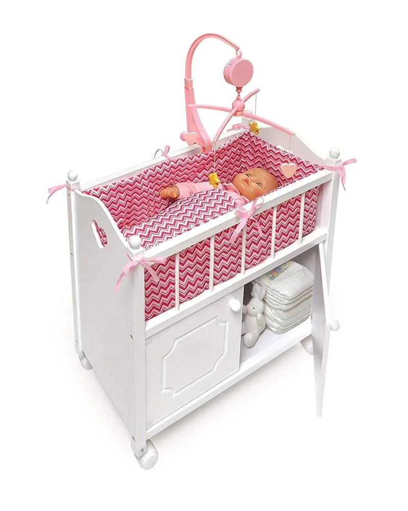 
New Diy Miniature Wood Bed For Doll Furniture Rocking Cradle Wooden Doll Bed 