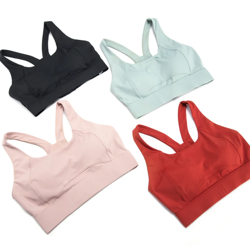 High Supportive Fitness Yoga Bra Quick Dry Breathable Gym Yoga Wear Shock Proof Impact Push Up Running Sports Bra  For Women