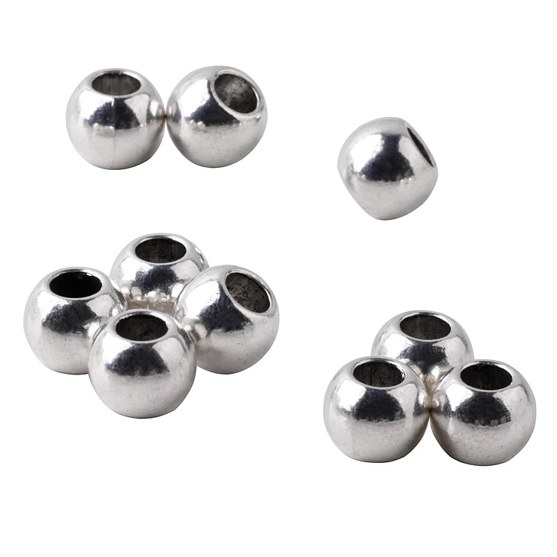 8*10mm Metal Beads in Silver Plated Color 4.5mm Inner Diameter Round Zinc Alloy Bead for Rosary Making
