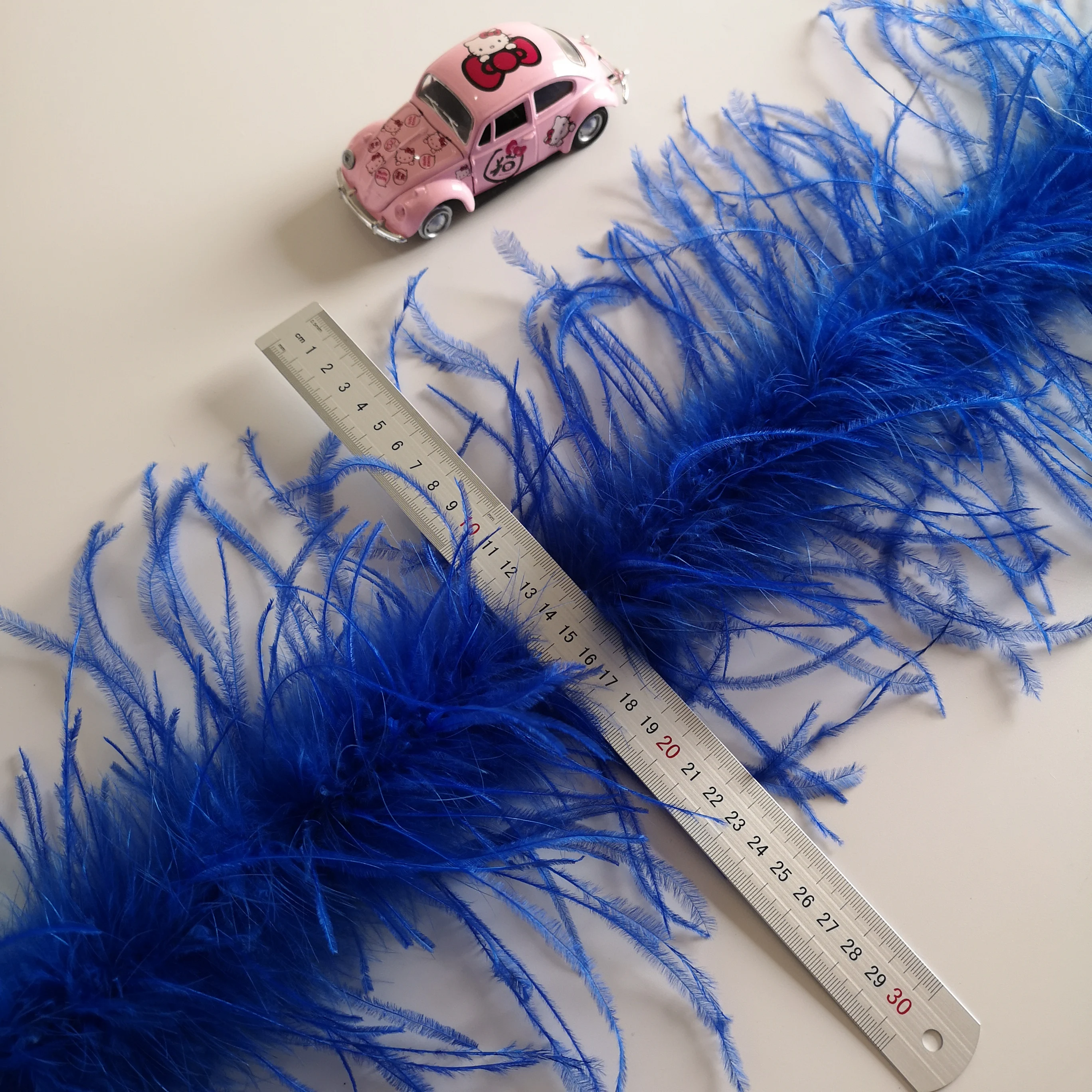 10-12cm Width Customized Luxury Ostrich Feather Trim Blue Fluffy 8-10Fringe Ostrich Feathers