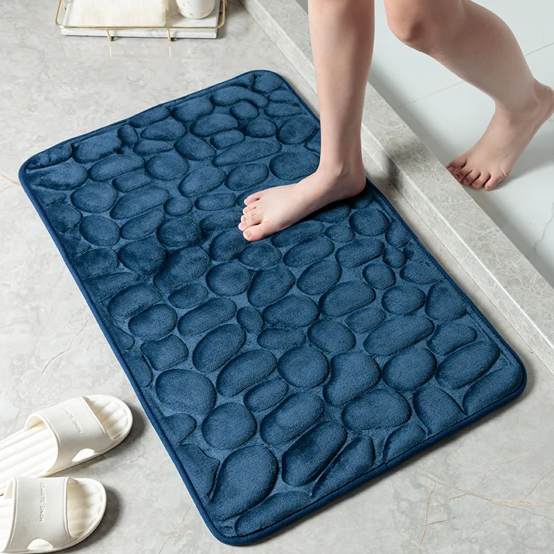 Memory Foam Water Absorbing Soft Foot Mat Solid Color Non-Slip Rug Bathroom Floor Mat