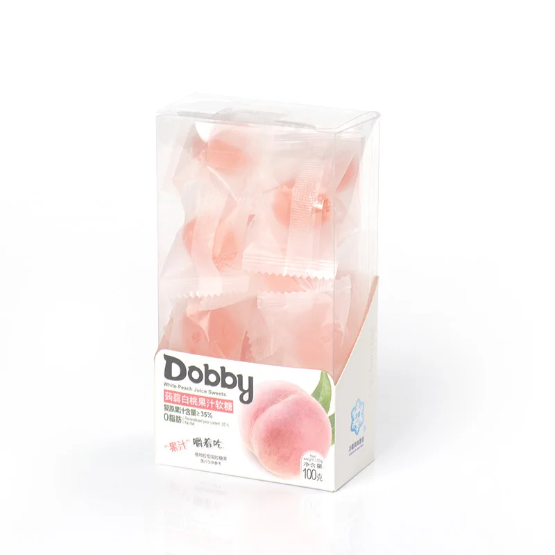 Custom Clear PVC PET RPET PP White Peach Juice Sweet Food Plastic Packaging Box