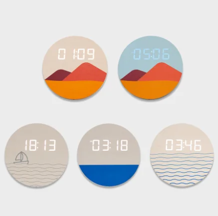 Bucks 2022  Wooden LED  Wall Clock Perpetual calendar temperature voice control electronic digital wall clock mute