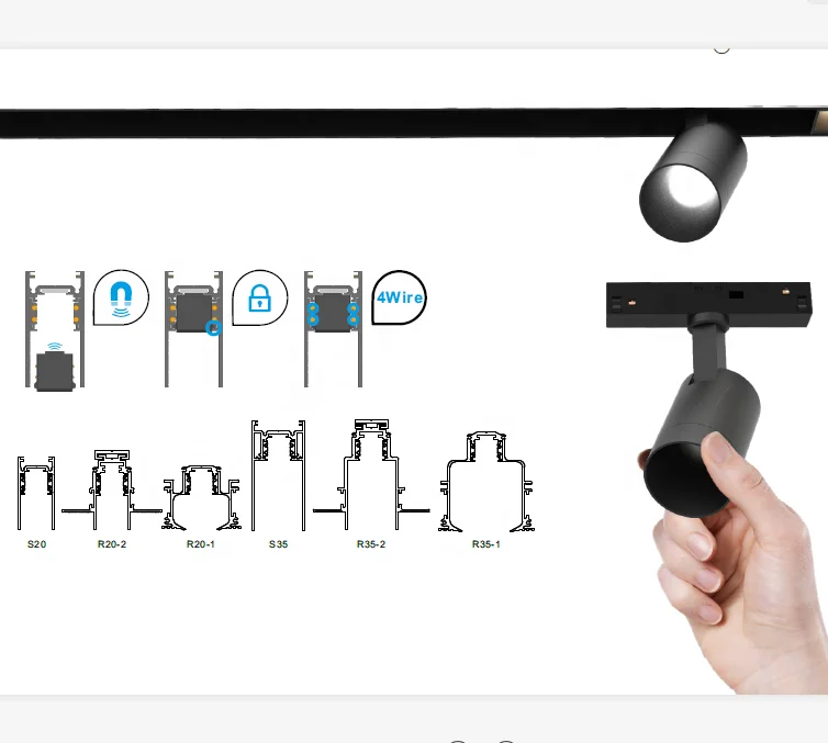 48V DC surface mounted magnetic linear track lights