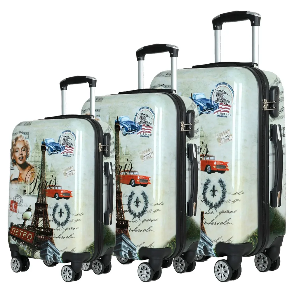 Wholesale Monroe Pattern Printed Trolley Case PC Luggage Travel Suitcase Aluminium Trolley Luggage Sets