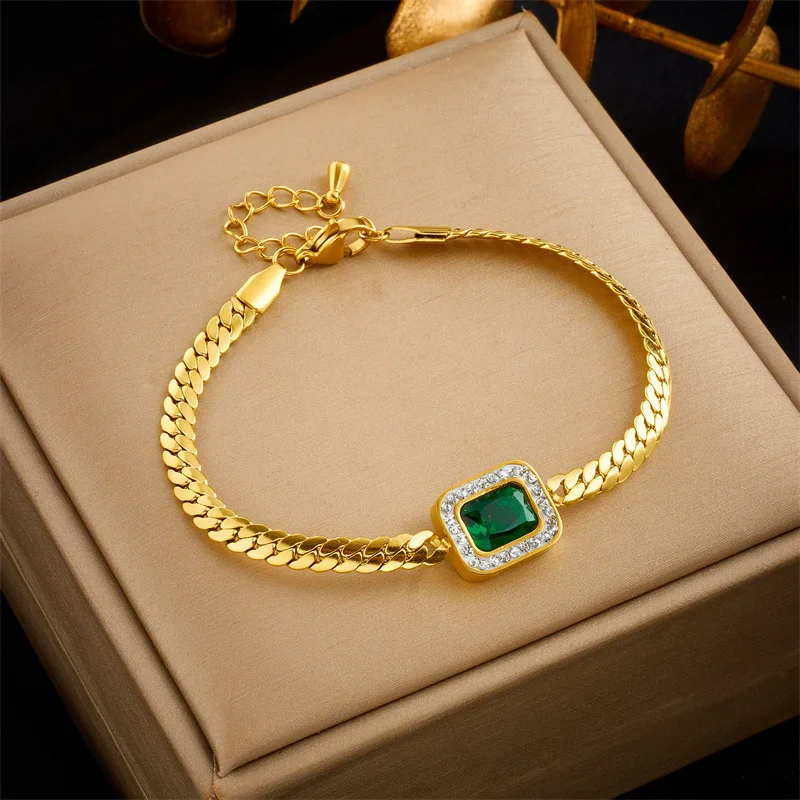 Emerald Sugar Zircon Pendant With Collarbone Chain Fashion Necklace Jewelry Jewelry Sets