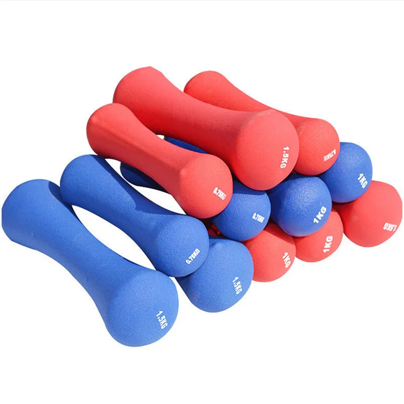Hot Sale 1-10KG Hex Frosted or Bright Plastic Dipped Free Weights Dumbbells For Women Solid Cast Iron Fitness Dumbbell