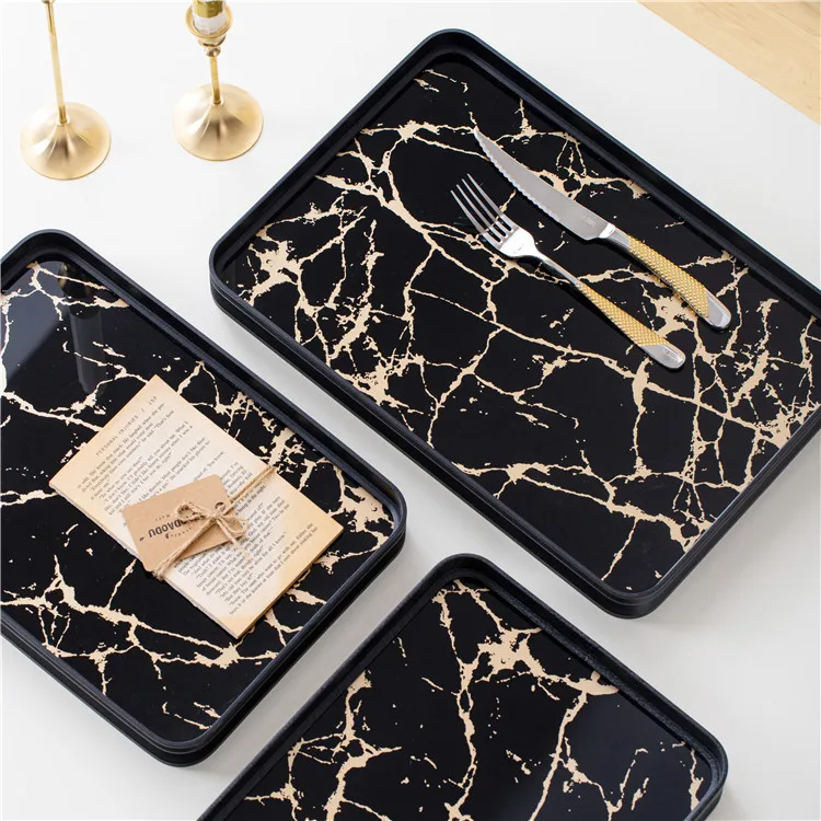 Custom high quality modern perfume vanity table home decor mirror serving trays luxury china tray with handles