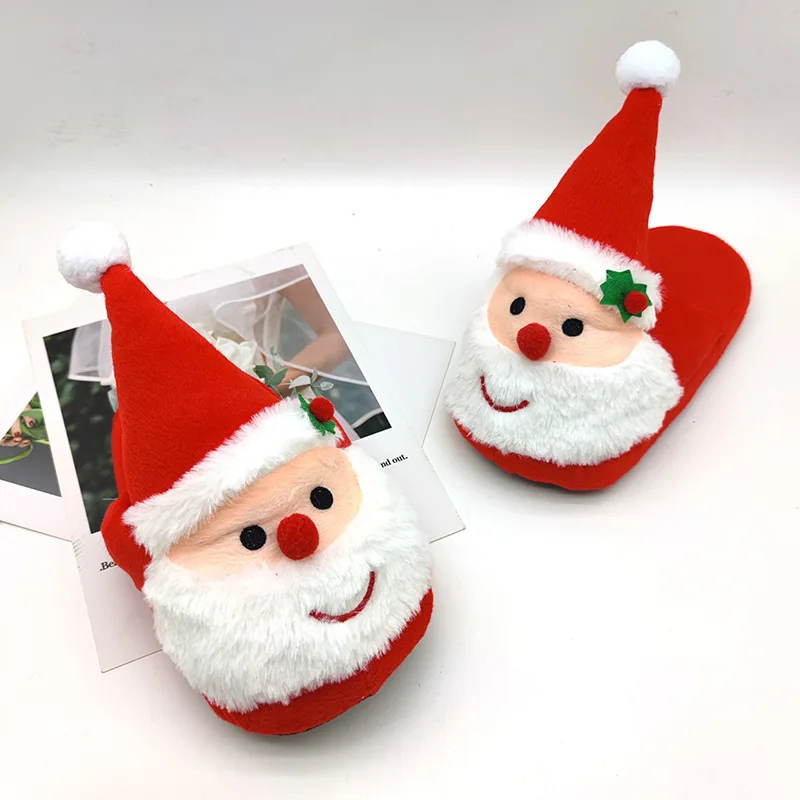 Wholesale 3D cartoon pattern slide slippers plush house winter warm indoor cotton faux fur slippers for women
