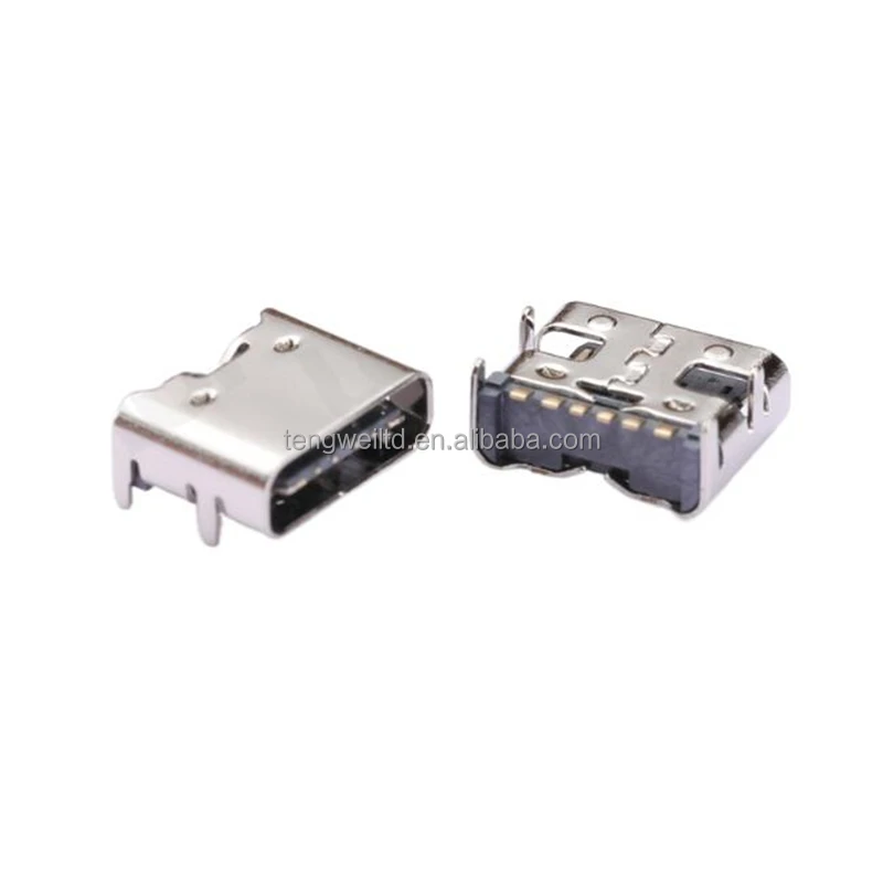 USB connectors Type-C 6pin DIP-4 Female receptacle jack TYPE-C USB 3.1 Charging plug Socket PCB mount