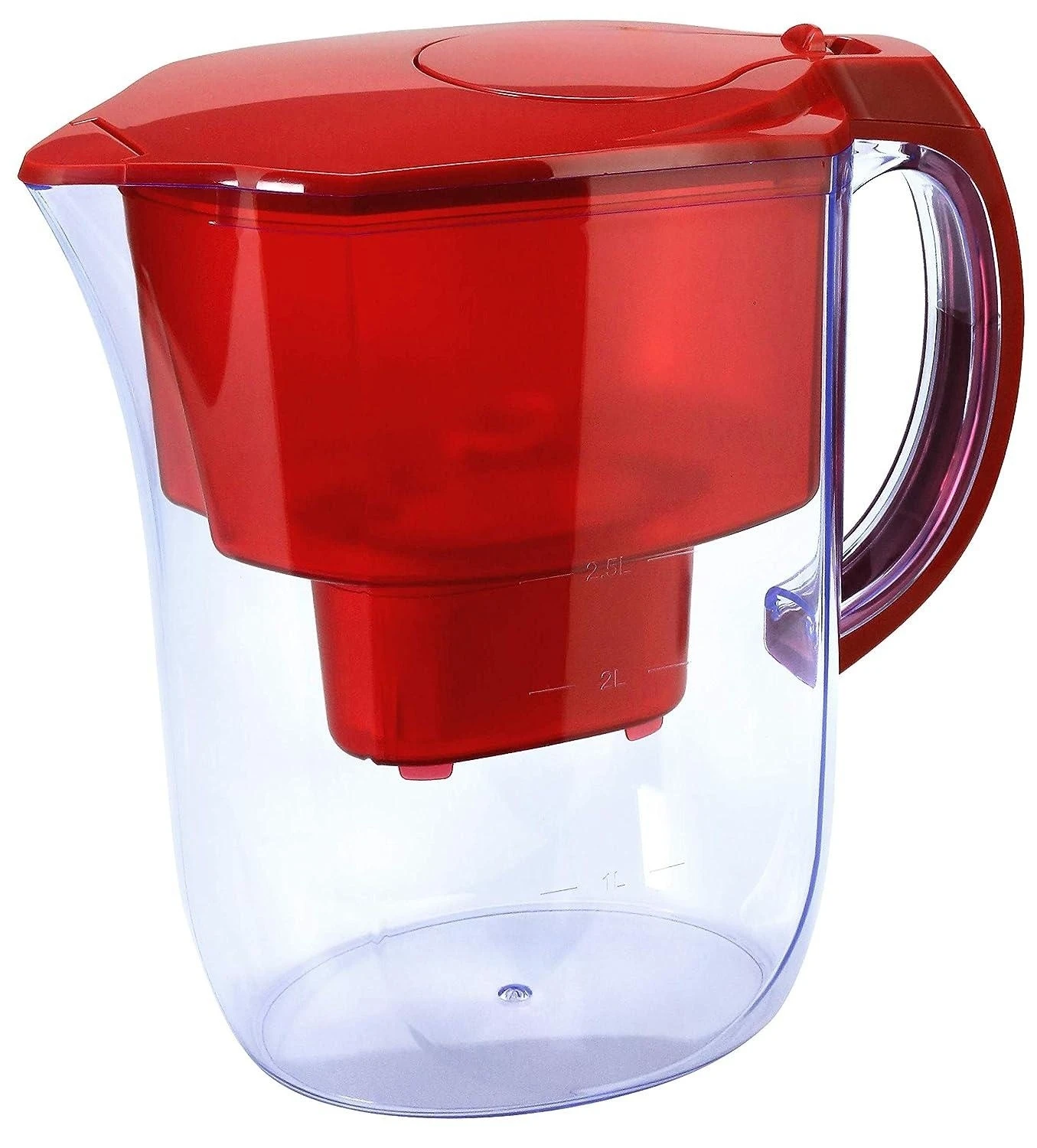 Water Filter Pitcher for Tap and Drinking Water with 1 Standard Filter Lasts 2 Months 10-Cup Capacity BPA Free Red