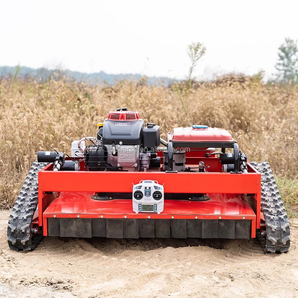 Multi Purpose Rc Rubber Crawler Robot Gasoline Self Propelled 43 Inch Garden Remote Control Lawn Mower For Farmer