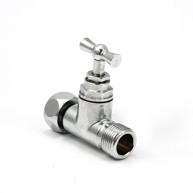 3/8 Inch Chrome Plated Mini Valve With Union-Cap Brass Angle Manual Thermostatic Radiator Valve For Temperature Control