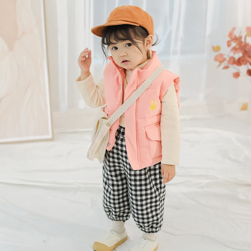 
Solid color thicken thermal autumn warm 0-3-year old baby unisex vest sleeveless O-Neck wholesale baby vest 