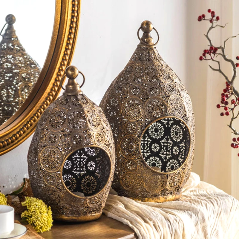 Bird Cage Rustic Golden Iron Customized Nordic Home Decoration Luxury Candlestick Holder For Candles