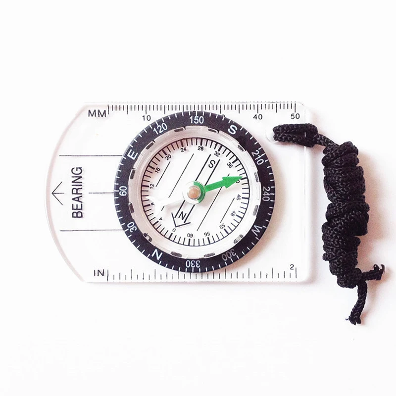 
Camping Pointing Guide Metal Pointer Acrylic Small Magnetic Compass with Map Scale Ruler 
