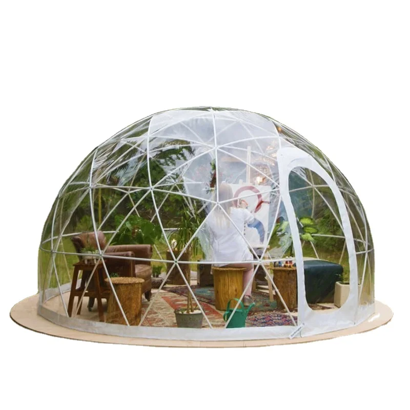 6-8 person Outdoor Prefab Pvc Geodesic Steel Tube Frame Camping Igloo Houses dome tent