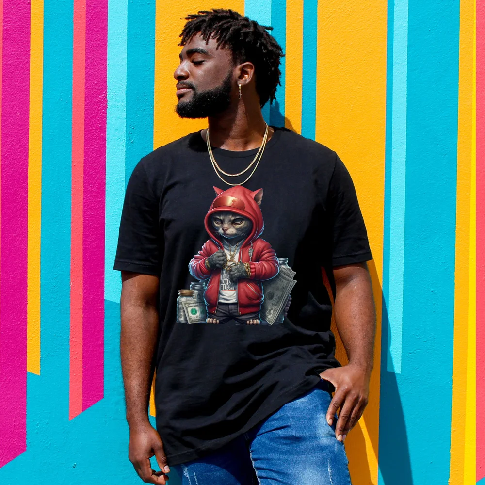 Hot Sale Hip Pop Street Animals DTF Custom Heat Transfers Hustle Cash Money Bear Digital Print Heat Transfer Stickers for T-shir