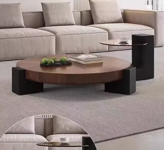 Leading Wholesale Solid Wood Steel Round Side Table 3-Tier Circle Center Coffee Table