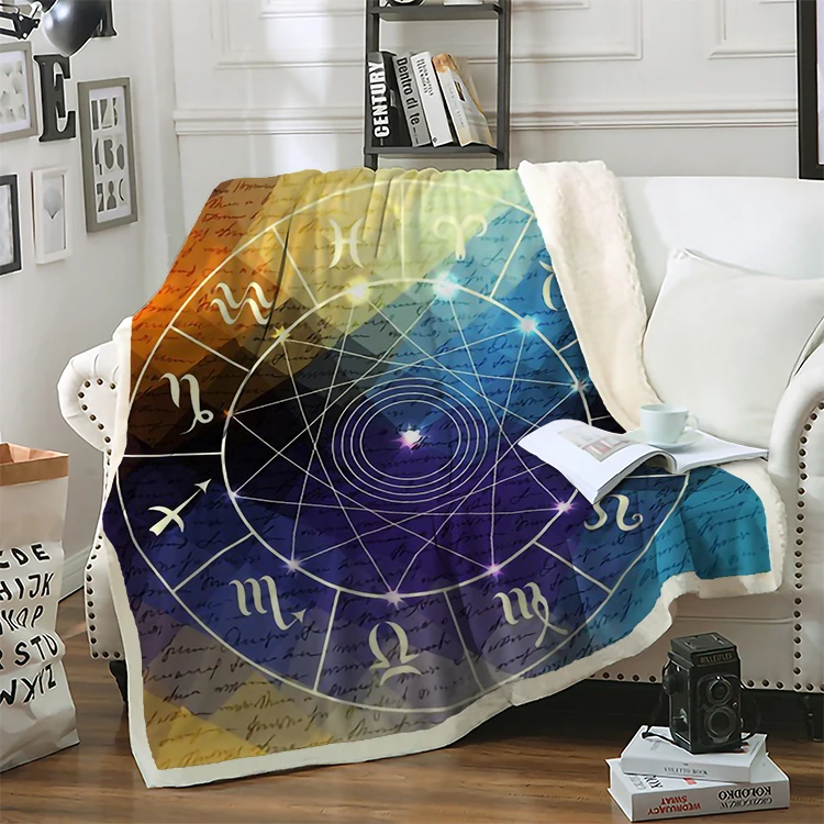 Yutong Magic Circle With Zodiacs Pattern Sherpa Throw Blanket Bed 3D Print Vivid Thin Quilt Cobertor Bedding 130X150 Blanket