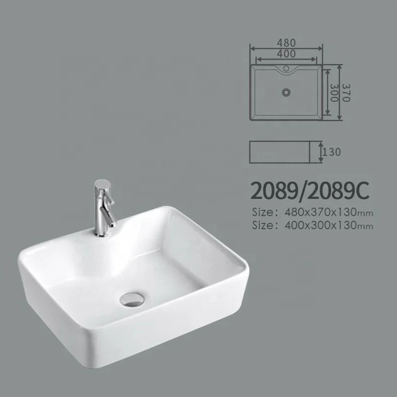 Rectangle Vessel Sink High Grade Hotel White Ceramic Porcelain Bathroom Counter Top Art Basin Washroom Muslim Wash Basin Sinks