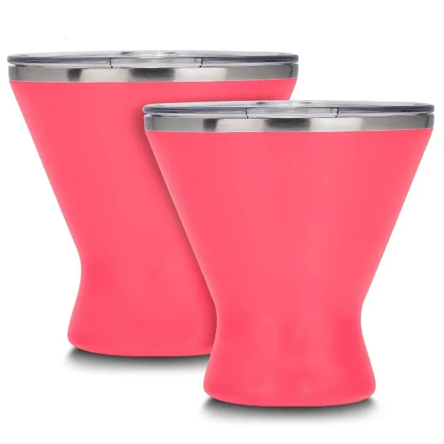 10 oz Martini Glasses Stainless Steel Margarita Glass Vacuum Insulated Cocktail Tumbler Margarita Cooling Cups with Lid for Hot