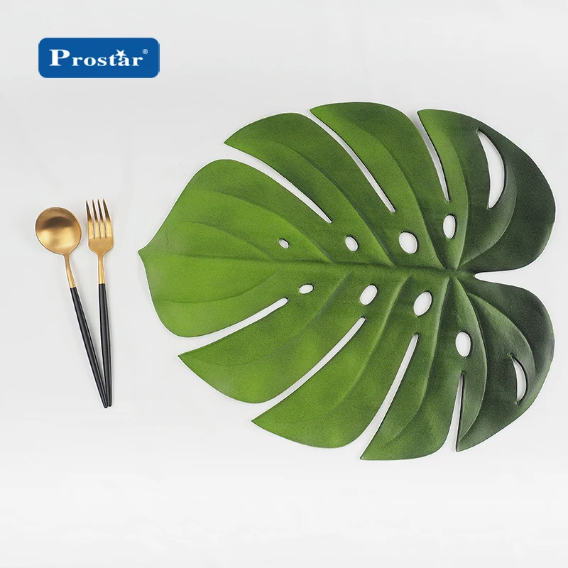 2024 New canton fair factory gold and silver leaf shape EVA Placemat
