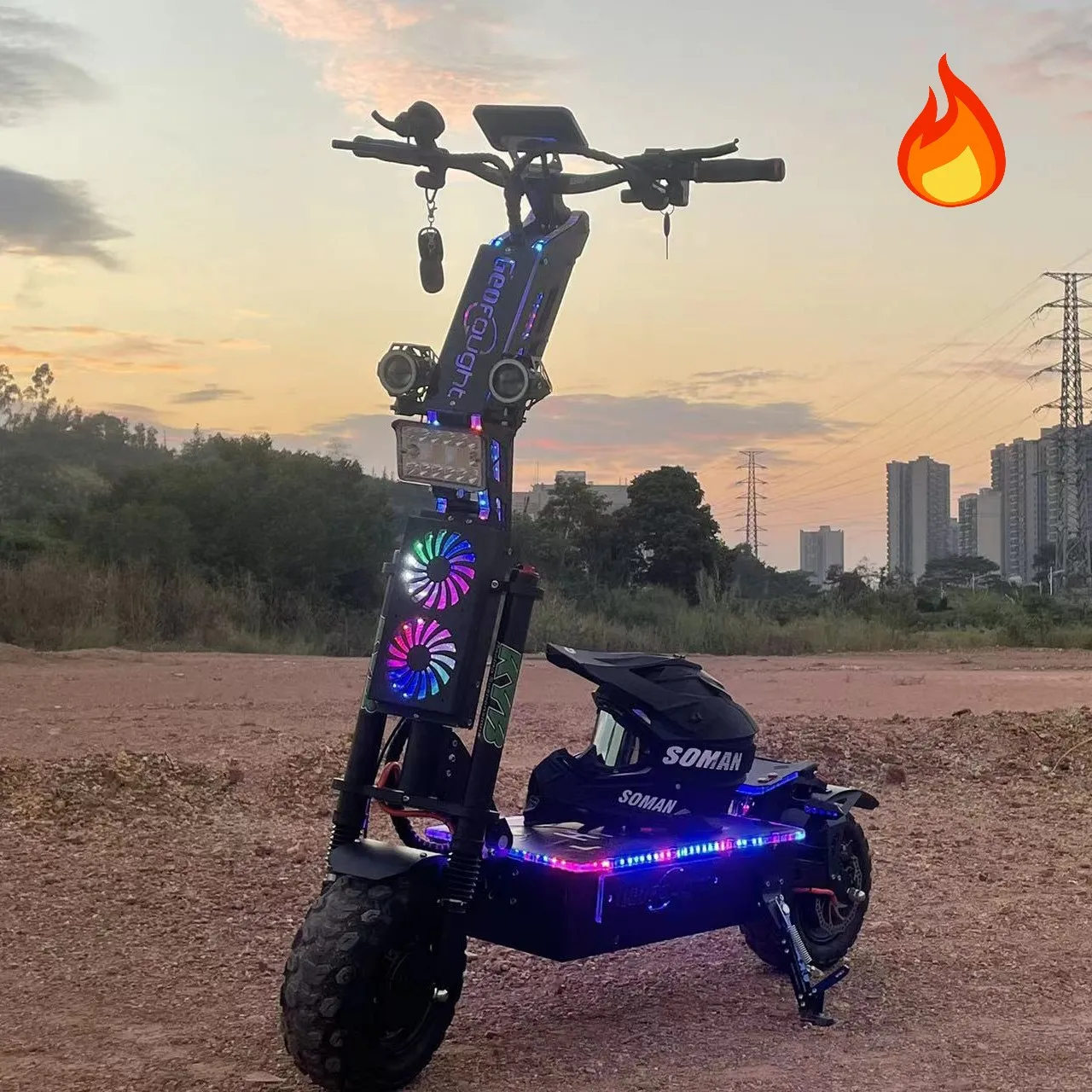 Новый дизайн 72v быстро Двухдвигательный бездорожные шины складной 120 км/ч 8000 Вт Электрический скутер двойные двигатели