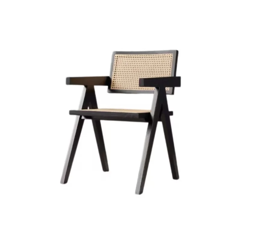 good price modern Nordic Solid Ash Wood Rattan Dining Chair small packing Assembled Leisure armchair Kitchen Restaurant  Hotels