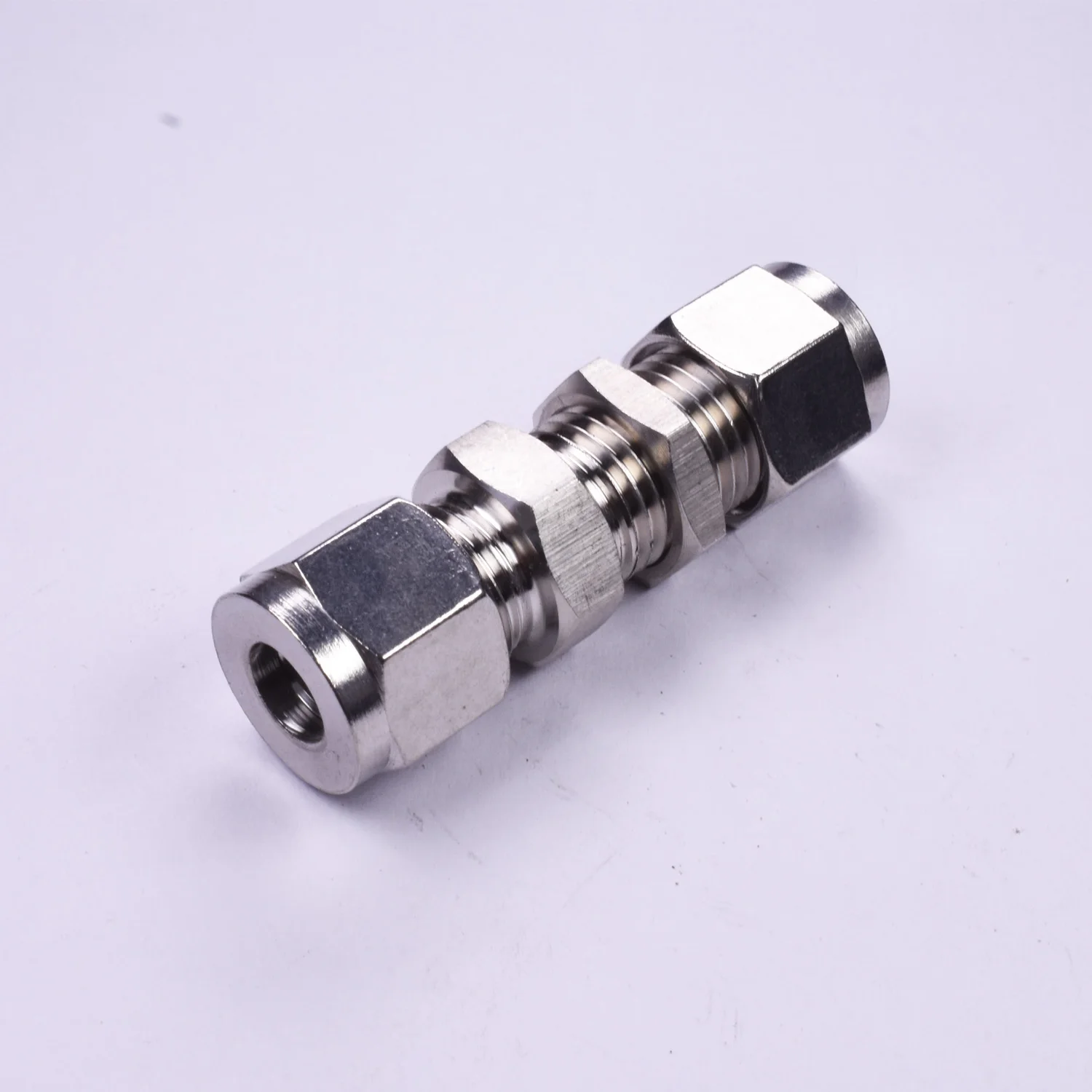 3/8 Inch Tube Bulkhead Union 316 Stainless Steel Compression Double Ferrule Fittings Connector Armored Ferrule Joint