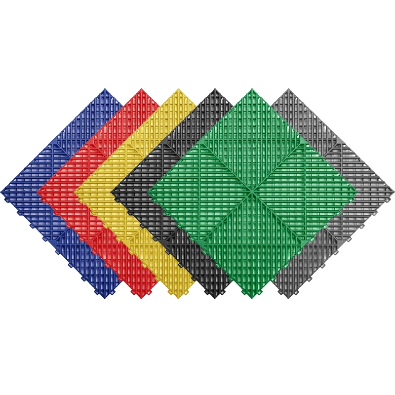 40mm Plastic Car Wash Garage Flooring Mats in Vented Modular Tiles